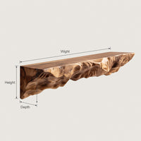 Solid Wood Natural Wood Floating Shelves Artistic Sculptural Shelf Living Room, view 3