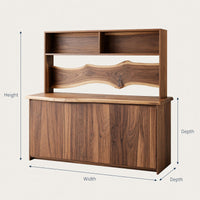 Solid Wood Bar Table Live Edge Indoor With Wave Shelf Home, view 3