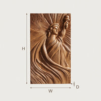 Hand-Carved Statue of Liberty Relief in Solid Walnut, view 3 — view 3