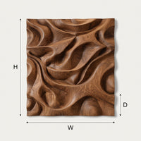 Sculpted Dune Curves, Square Walnut Wall Relief, view 3 — view 3