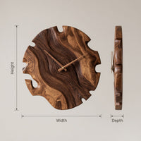 Solid Wood Clock Elegant Sculptural Wall Living Room, view 3