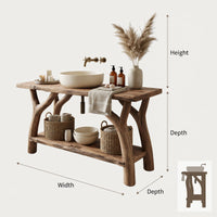Solid Wood Live Edge Vanity Mid Century Small Bathroom Space, view 3