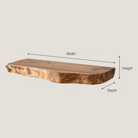 Solid Wood Natural Wood Floating Shelves Mid Century Live Edge Shelf, view 3