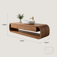 Solid Wood Bathroom Vanity Wall Mounted With Drawers, view 3