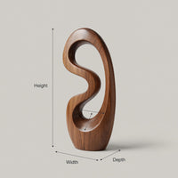 Solid Wood Sculpture Wall Art Rustic Solid Abstract Statue, view 3