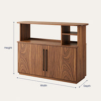 Solid Wood Bar Table Outdoor With Cabinet Patio Poolside, view 3