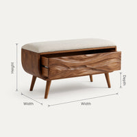 Solid Wood Entryway Storage Bench Mid Century Living, view 3