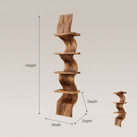 Solid Wood Wall Mounted Shelf Curved Floating Statement Living Room, view 3