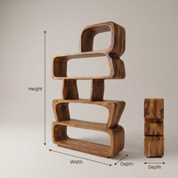 Mid Century Sculptural Bookshelf Storage Organizer For Home Office, view 3