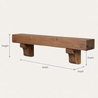 Solid Wood Floating Fireplace Mantel Rustic Shelf Cozy Cabin Living Room, view 3