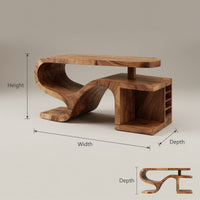 Solid Wood Record Player Stand Minimalist Organic Modern Loft, view 3