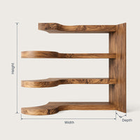 Solid Wood Spice Rack Mid Century Handmade Storage Kitchen Wall, view 3