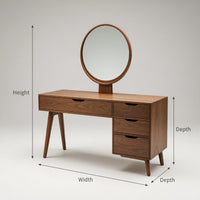 Solid Wood Dressing Table Handmade Vanity Desk With Storage Drawers, view 3