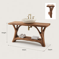 Solid Wood Live Edge Vanity Mid Century Double Sink Bathroom, view 3