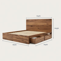 Solid Wood Bed Frame Storage Headboard With Drawers Bedroom, view 3