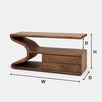 Ribbonfold Console Table, Hand-Shaped from Solid Walnut, view 3