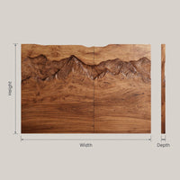 Solid Wood Headboard Rustic Mountain Relief Luxury Bedroom, view 3