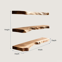 Solid Wood Natural Wood Floating Shelves Mid Century Shelf Stylish Holiday, view 3