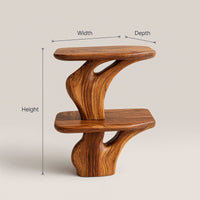 Solid Wood Nightstand Handcrafted Unique Two Tier Design Bedroom, view 3