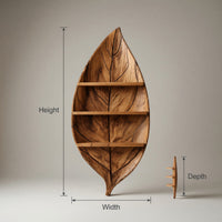 Solid Wood Corner Wall Bathroom Shelf Sculptural Leaf Spa Spaces, view 3