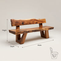 Solid Wood Outdoor Garden Bench Exterior Seating, view 3