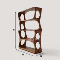 Stacked Offset Bookshelf in Solid Dark Walnut, view 3