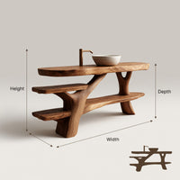 Solid Wood Live Edge Vanity Handcrafted Bathroom Solid With Shelf Modern, view 3