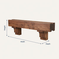 Solid Wood Floating Fireplace Mantel Rustic With Beam Holiday Decoration, view 3