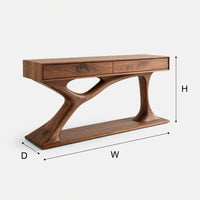 Console Table on a Curved Trestle Base, Solid Walnut, view 3