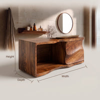Solid Wood Bathroom Vanity Sculptural Modern, view 3