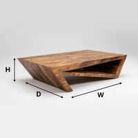Foldline Coffee Table, Angular Solid Wood Sculpture, view 3