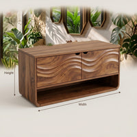 Solid Wood Bathroom Vanity Scandinavian Floating With Cabinet Apartment, view 3