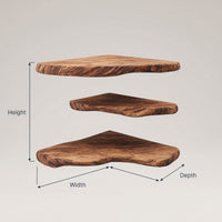 Solid Wood Natural Wood Floating Shelves Mid Century Live Edge Corner, view 3