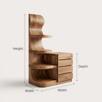 Solid Wood Nightstand With Shelves Drawers Bedroom, view 3