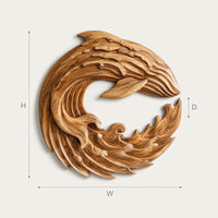 Curled Swell Wave Wall Sculpture in Solid Walnut, view 3 — view 3