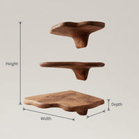 Solid Wood Mushroom Shelf Handcrafted Live Edge Modern, view 3
