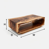 Hollow Box Coffee Table with a Live Edge Front Rim, view 3