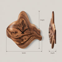 Solid Wood Clock Artistic Sculptural Modern Home Office, view 3
