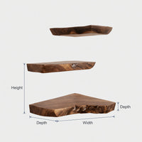 Solid Wood Natural Wood Floating Shelves Farmhouse Solid Corner Shelf Bedroom, II, view 3