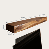 Solid Wood Floating Fireplace Mantel Rustic Live Edge Shelf Living Room, view 3