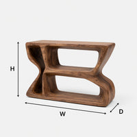 Hand-Carved Wave-Sided Console Table in Solid Walnut, view 3