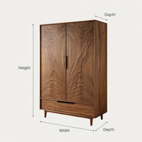 Solid Wood Wardrobe With Carved Door Bedroom, view 3