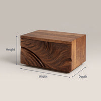 Solid Wood Nightstand Elegant Floating With Carved Front Bedroom, view 3