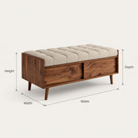 Solid Wood Entryway Storage Bench Mid Century Living Room, view 3