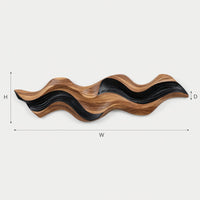 Hand-Carved Wave Relief in Walnut and Blackened Wood, view 3 — view 3