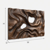 Scorched Walnut Dunes, a Wall Relief With Two Pale Stones, view 3 — view 3