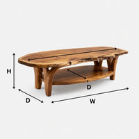 Oval Top, Branch-Form Legs, Coffee Table in Solid Wood, view 3
