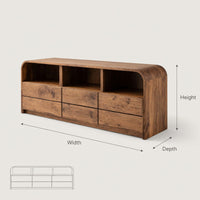 Solid Wood Sideboard Natural With Open Shelf Home, view 3