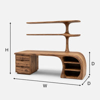 Trunk-Form Desk with Branching Wall Shelf Column, view 3