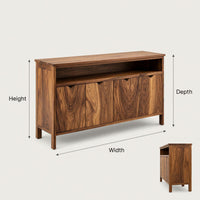 Solid Wood Sideboard With Open Upper Shelf Home, view 3